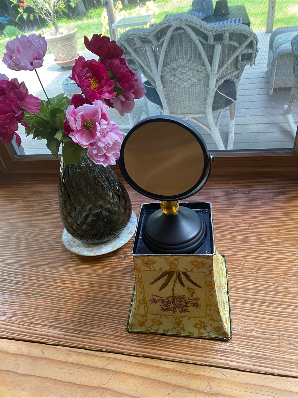 NWOT Rubbed Bronze Mirror with Amber Accent